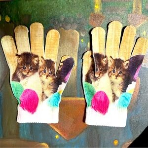 Kitten gloves girls, light weight winter gloves